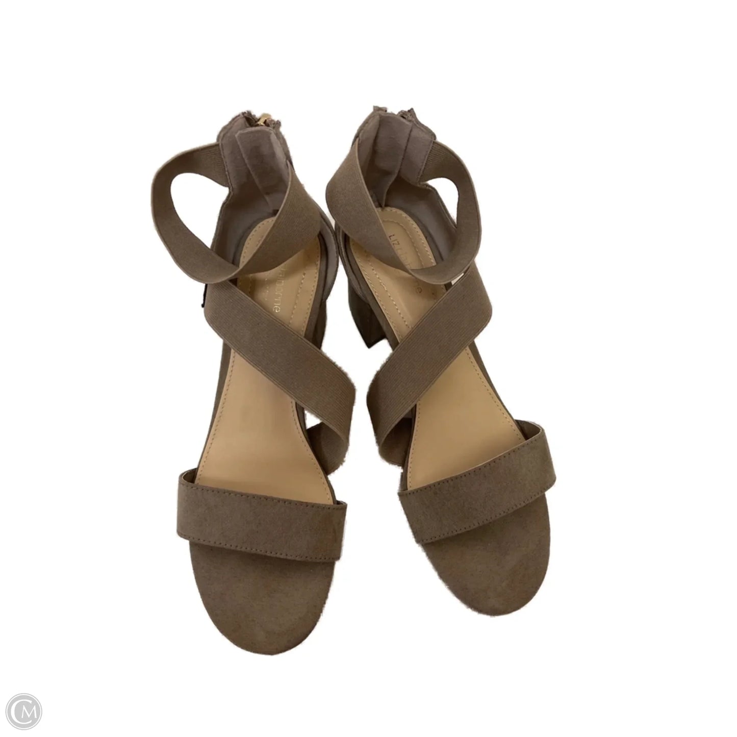 Sandals Heels Block By Liz Claiborne In Taupe, Size: 8