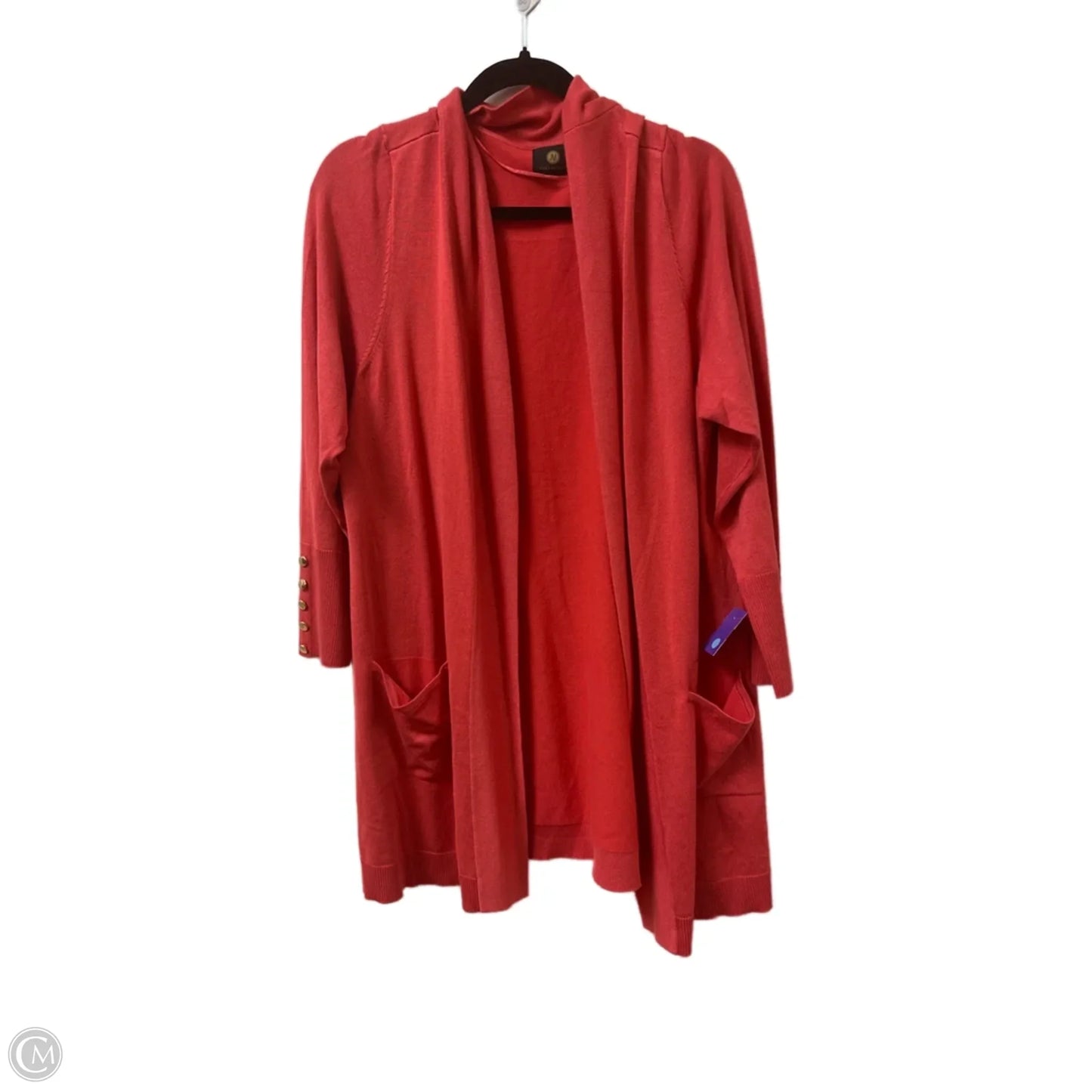 Sweater Cardigan By Jm Collections In Coral, Size: 1x