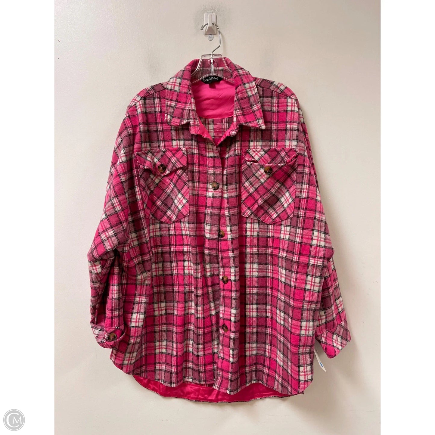 Jacket Shirt By Davi & Dani In Pink, Size: 2x