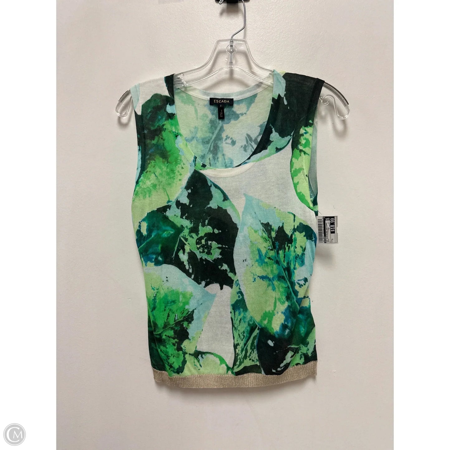 Top Sleeveless Designer By Escada In Green, Size: S