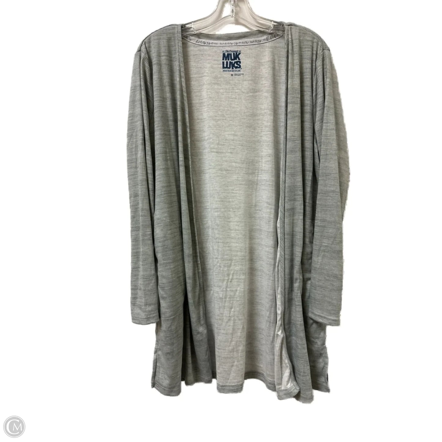 Sweater Cardigan By Muk Luks In Grey, Size: M