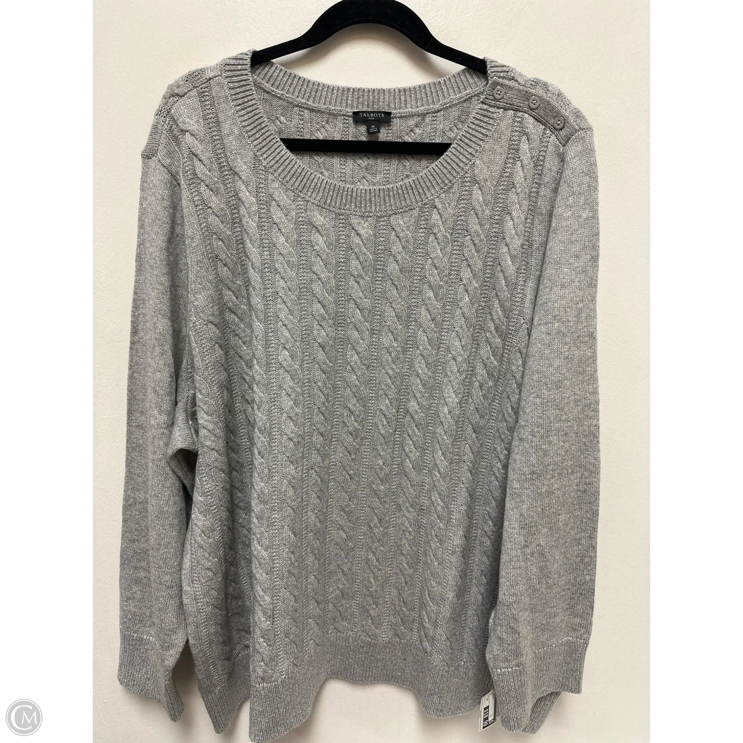 Sweater By Talbots In Grey, Size: 3x
