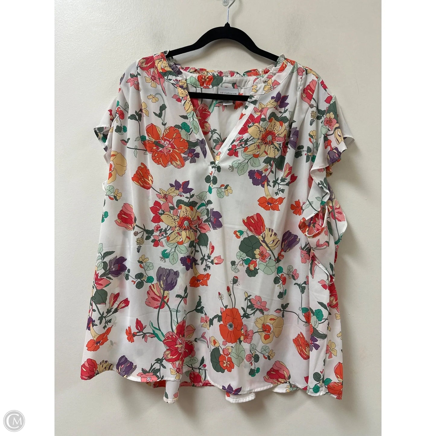 Top Short Sleeve By Liz Claiborne In Floral Print, Size: 3x