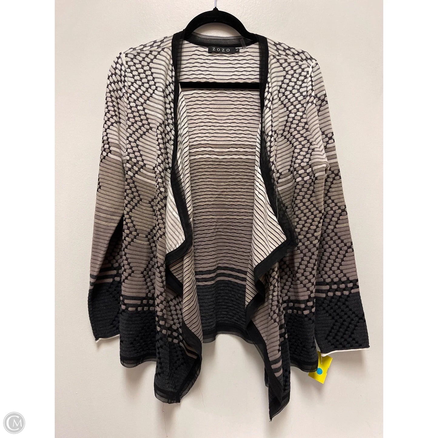 Sweater Cardigan By Zozo In Black & Cream, Size: L