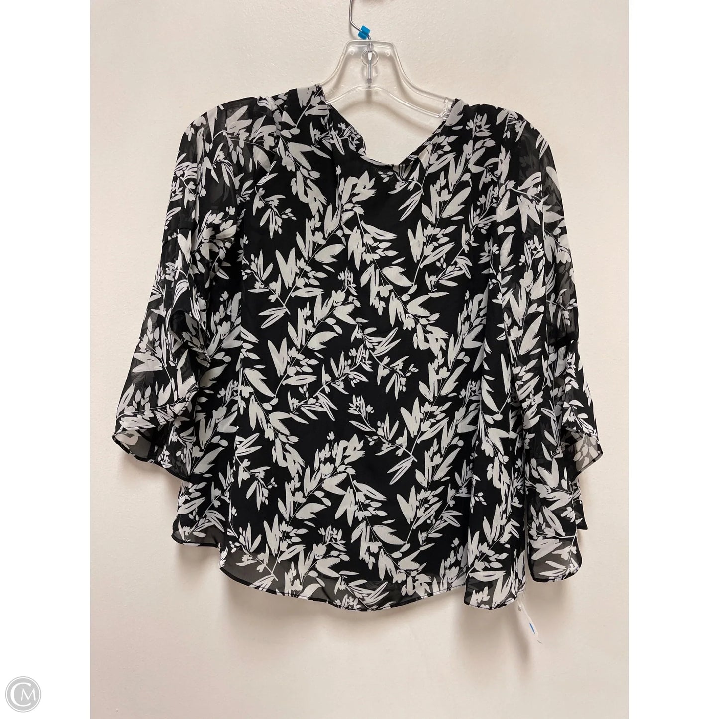 Top Long Sleeve By Kasper In Black, Size: S