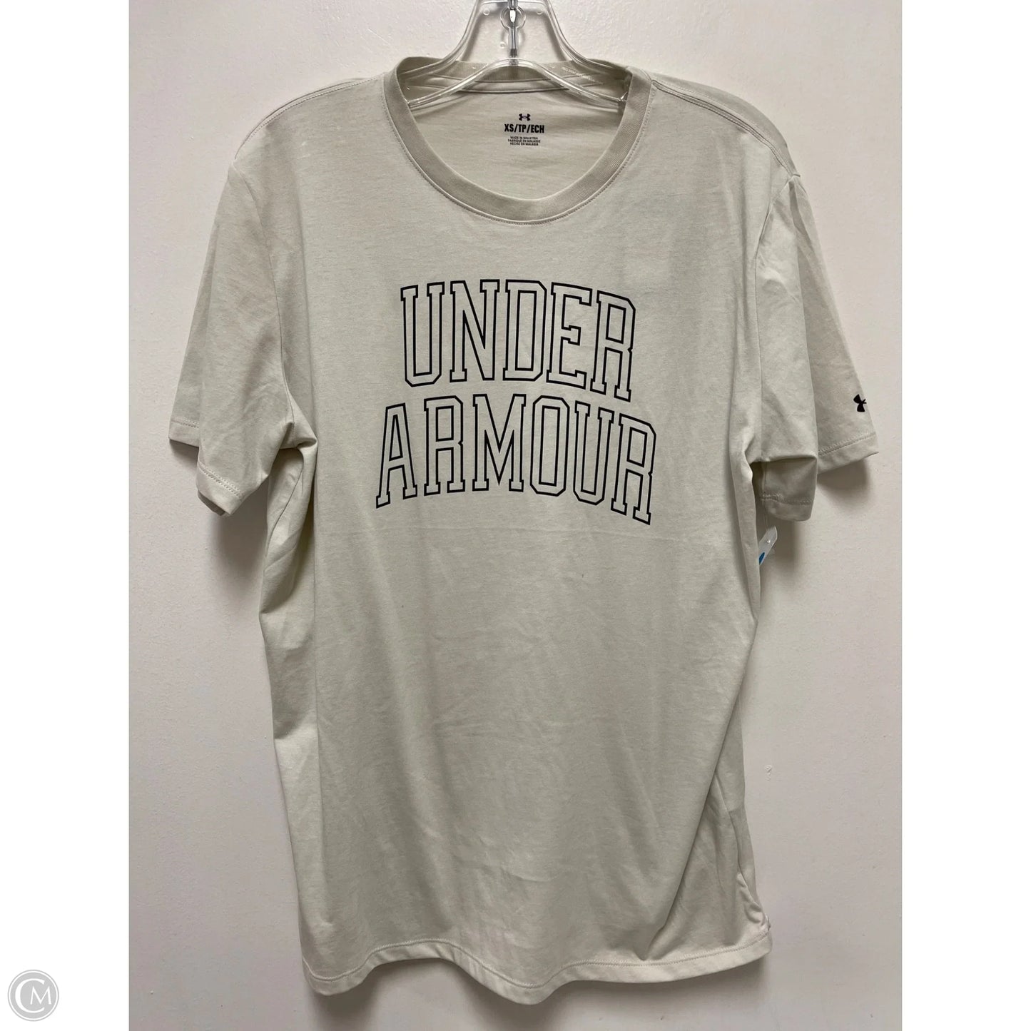 Athletic Top Short Sleeve By Under Armour In Cream, Size: Xs
