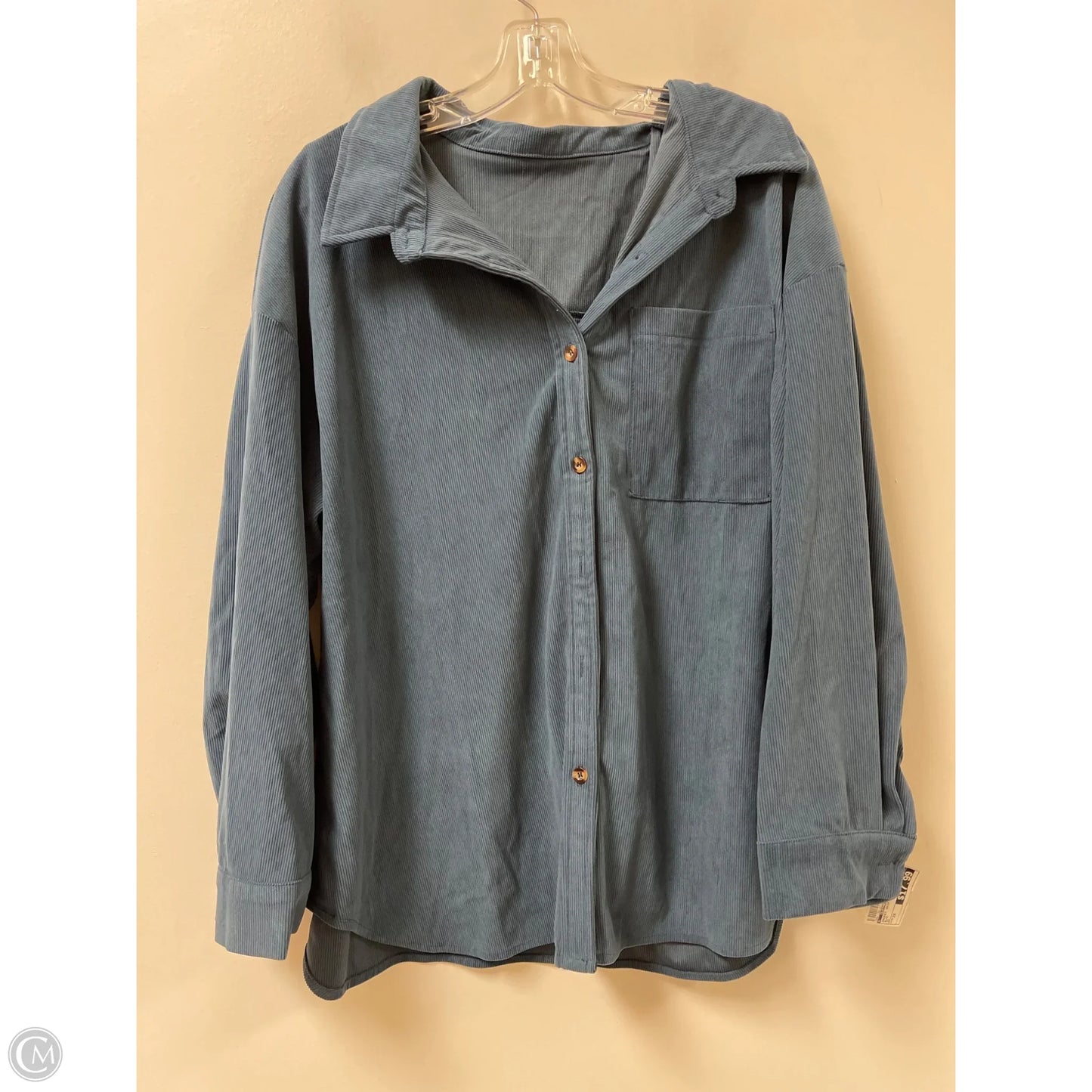 Jacket Shirt By Clothes Mentor In Blue, Size: 2x