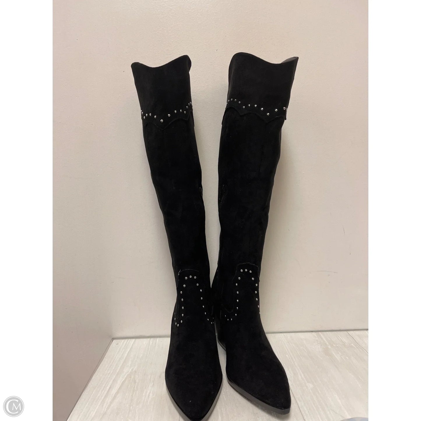 Boots Knee Heels By Yoki In Black, Size: 10