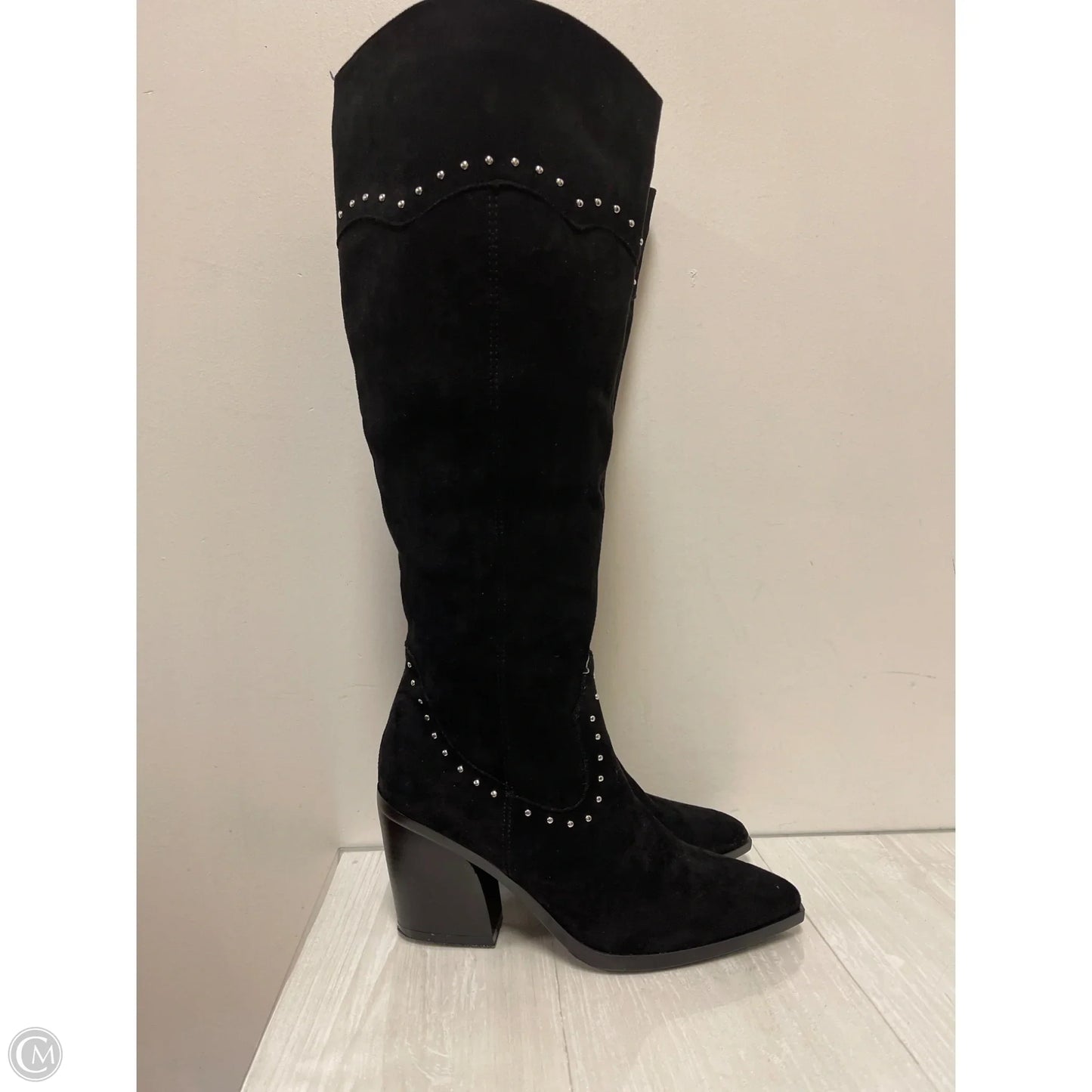 Boots Knee Heels By Yoki In Black, Size: 10