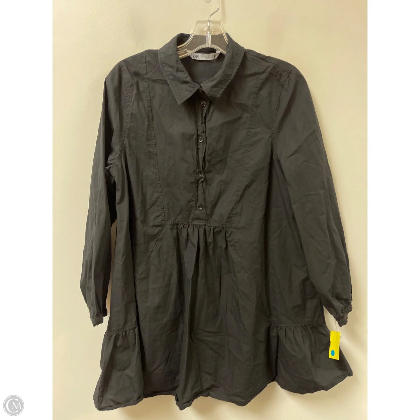 Tunic Long Sleeve By Zara In Black, Size: M