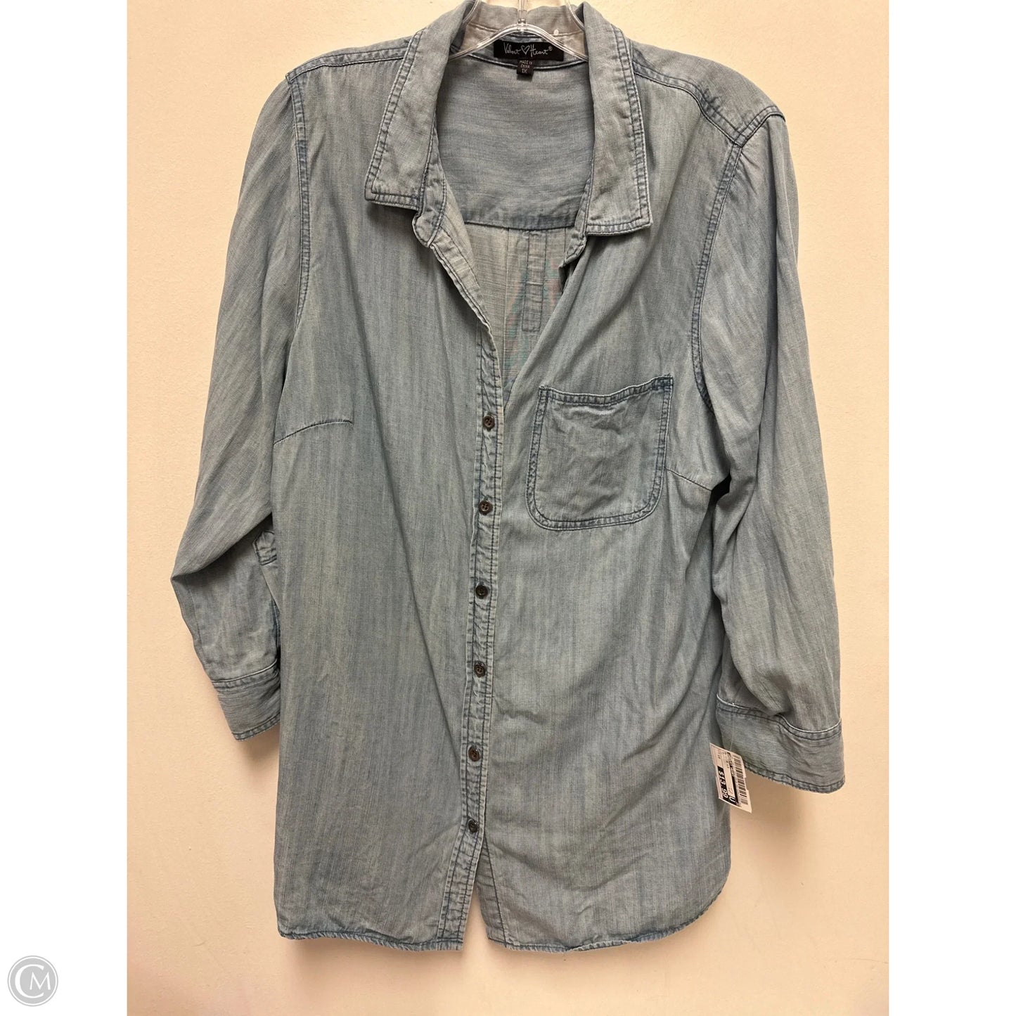 Blouse Long Sleeve By Velvet Heart In Blue, Size: 1x