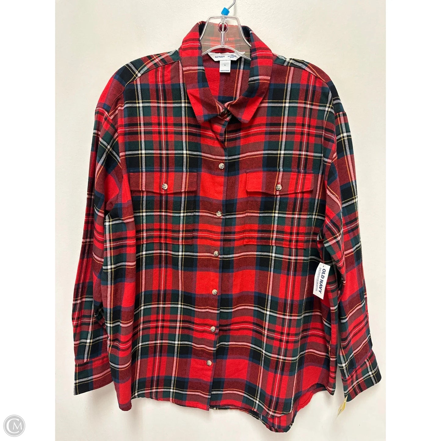 Blouse Long Sleeve By Old Navy In Red, Size: L