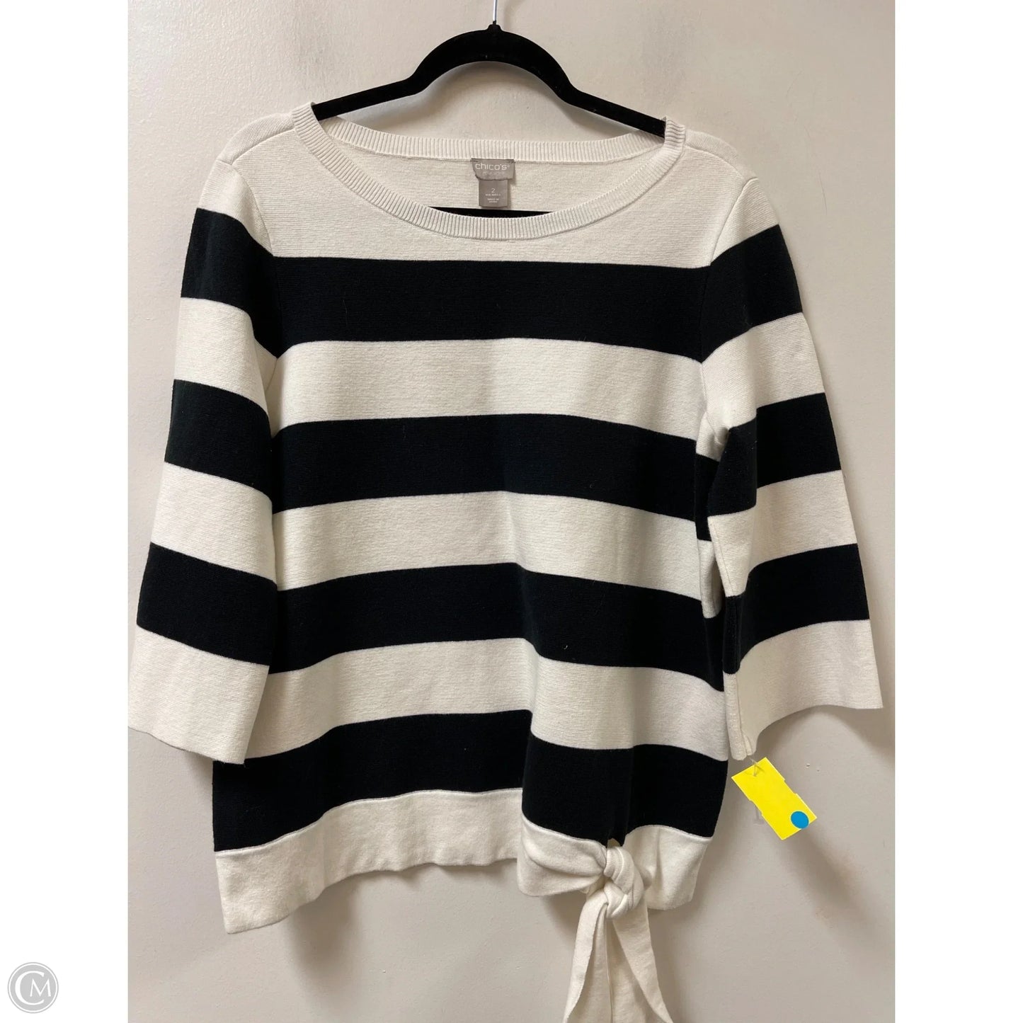 Sweater By Chicos In Black & White, Size: L