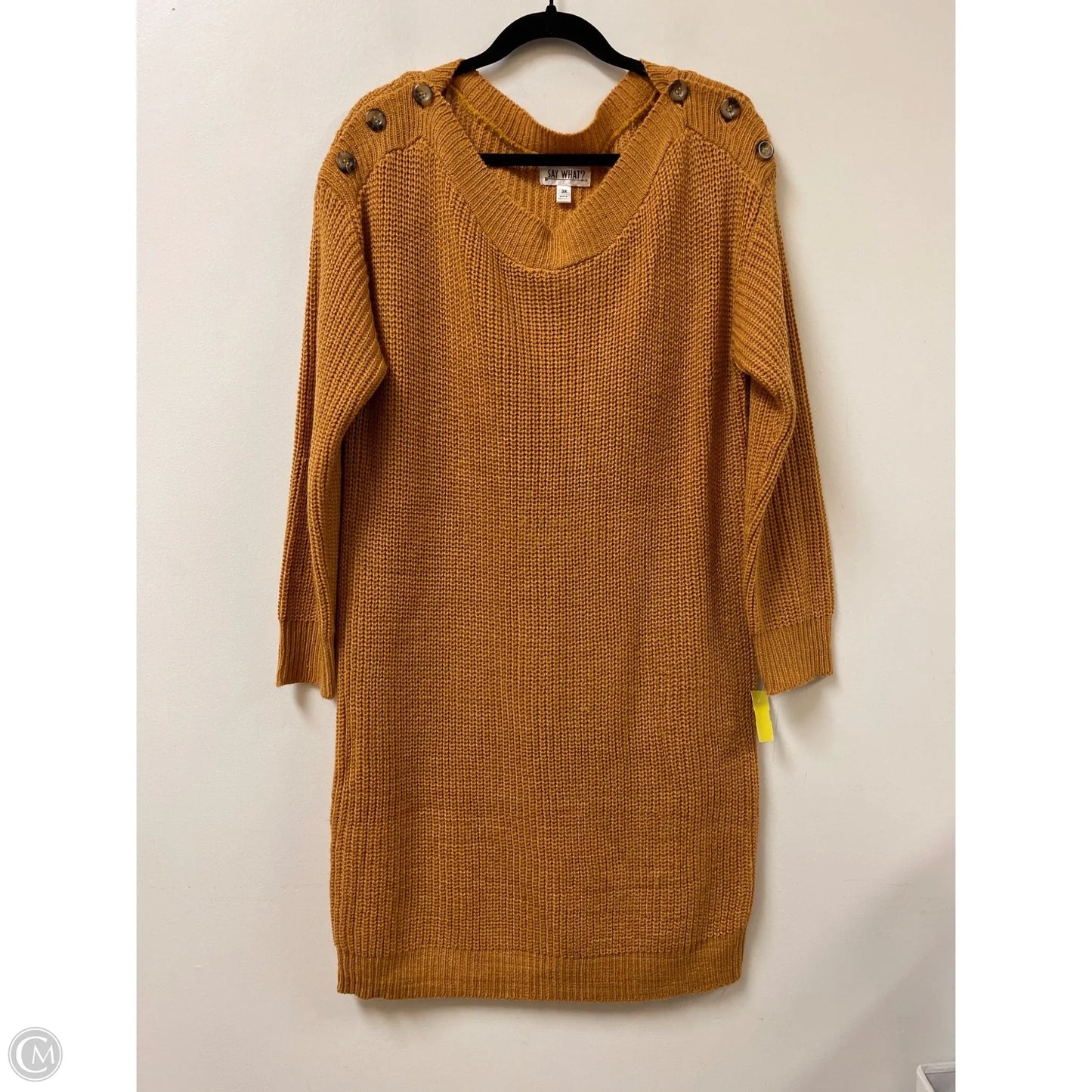 Dress Casual Midi By Say What In Yellow, Size: 3x