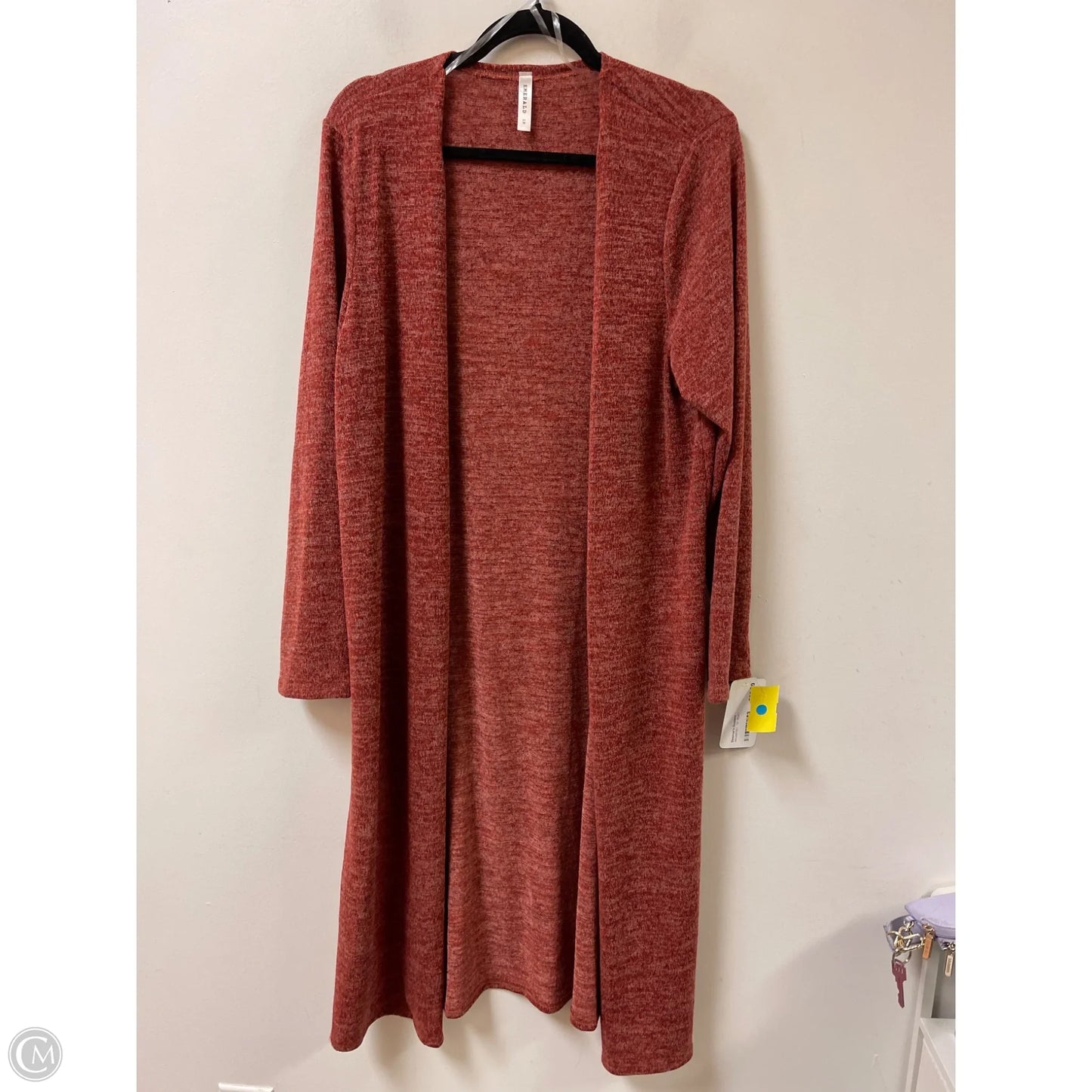 Sweater Cardigan By Emerald In Red, Size: 1x