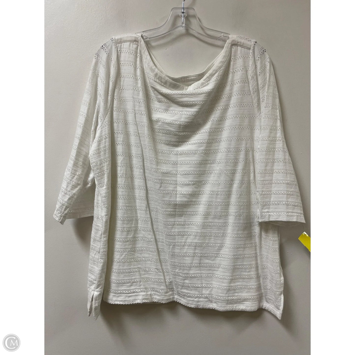 Top Long Sleeve By Talbots In White, Size: 2x