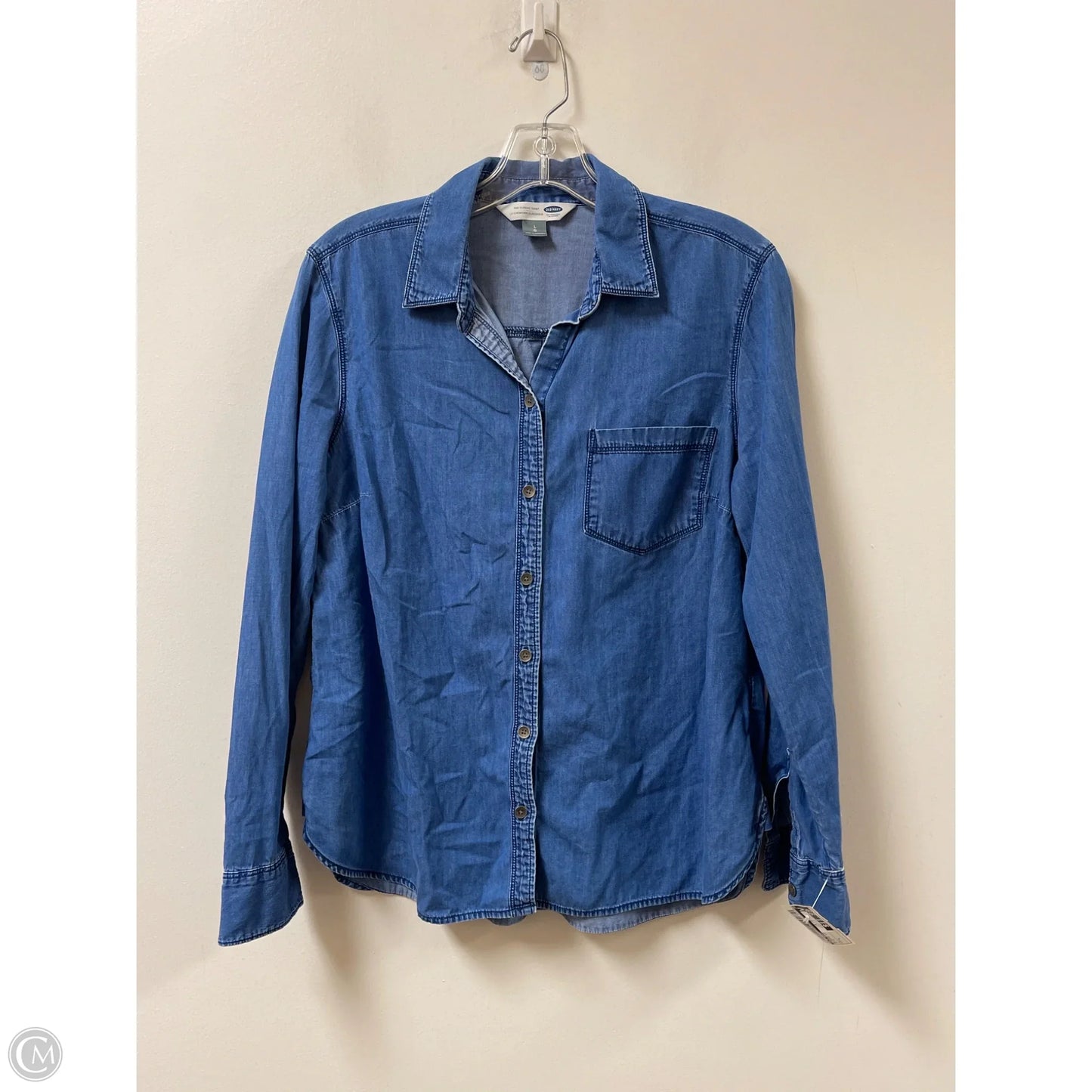 Blouse Long Sleeve By Old Navy In Blue, Size: L