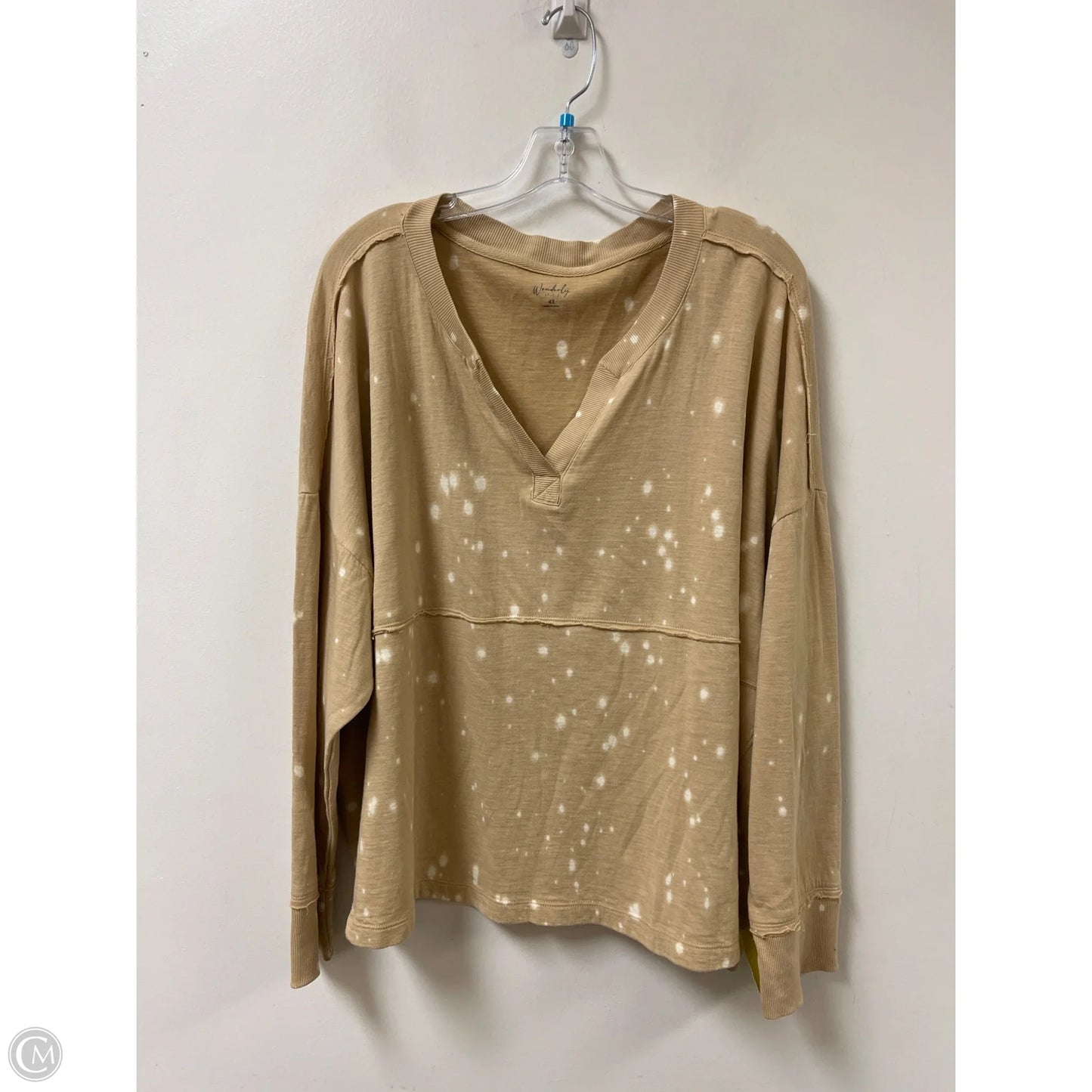 Top Long Sleeve By Wonderly In Tan, Size: 4x