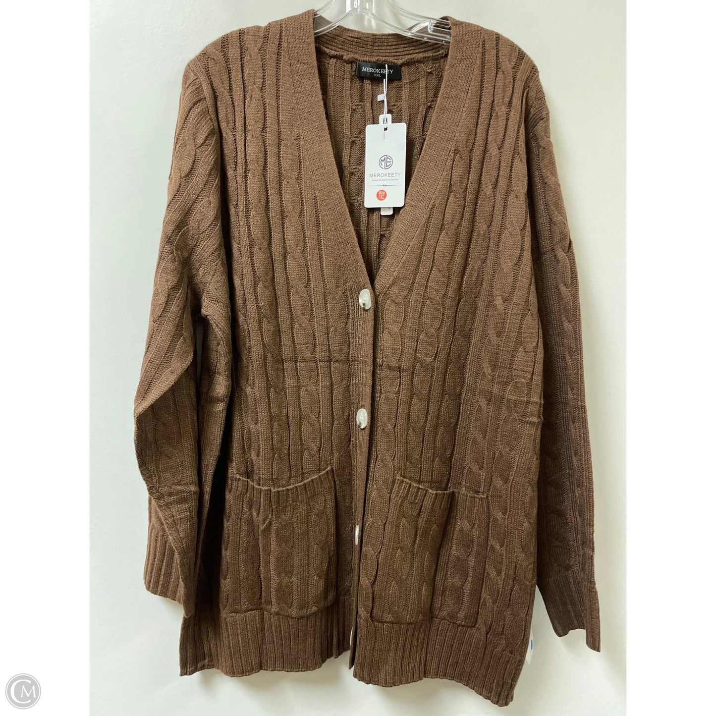Sweater Cardigan By Merokeety In Brown, Size: 1x