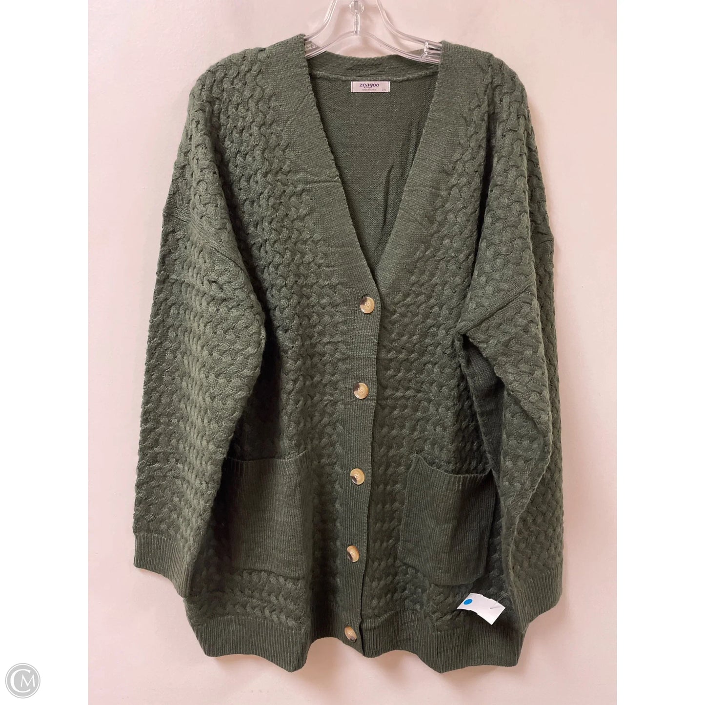 Sweater Cardigan By Zeagoo In Green, Size: 2x