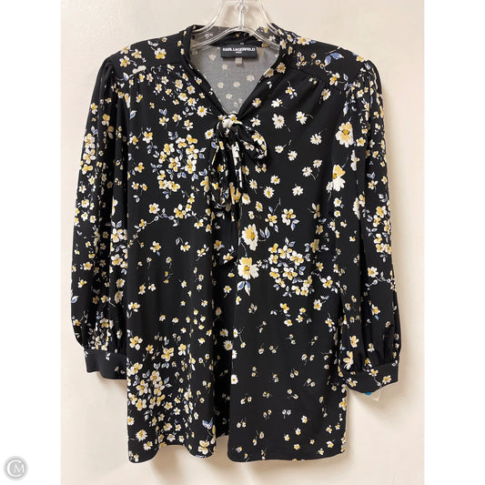 Top Long Sleeve Designer By Karl Lagerfeld In Floral Print, Size: S