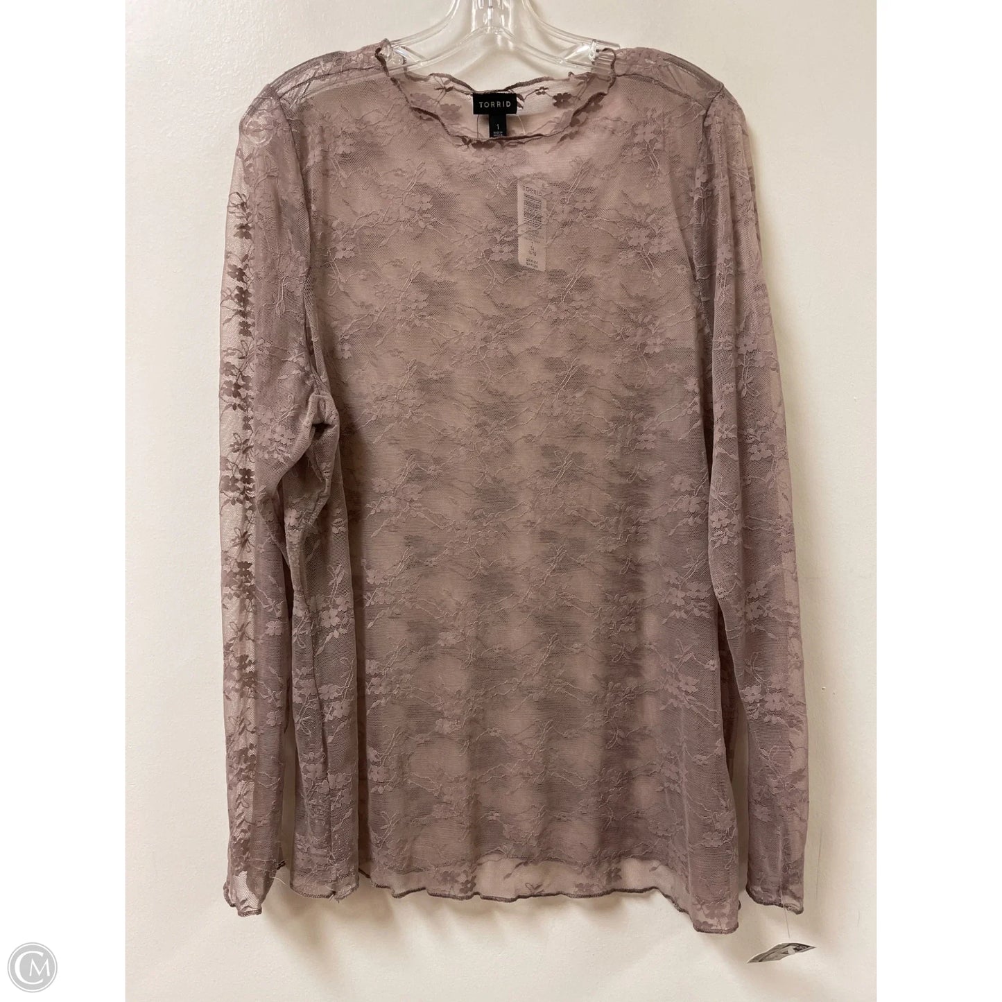 Top Long Sleeve By Torrid In Grey, Size: 1x