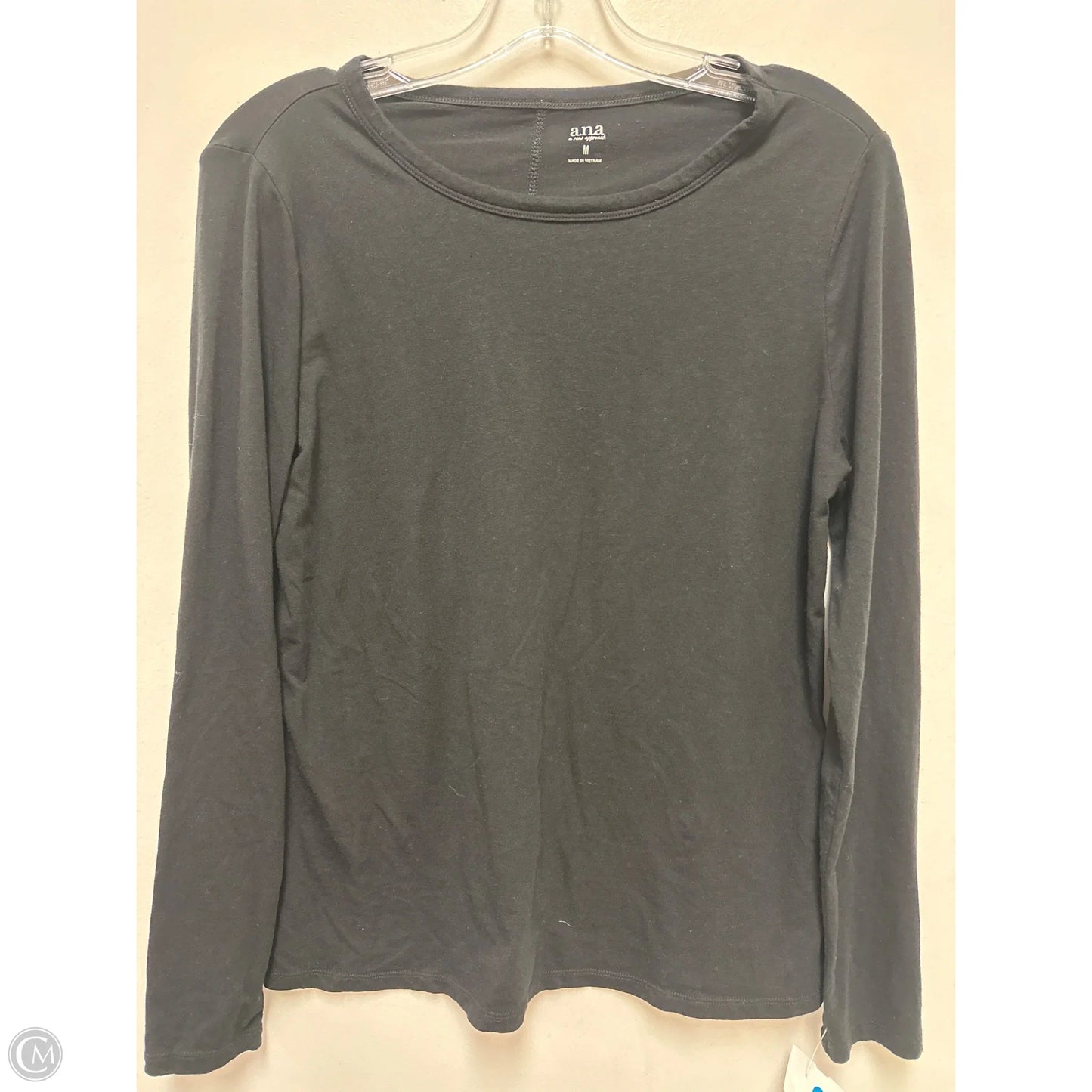 Top Long Sleeve By Ana In Black, Size: M