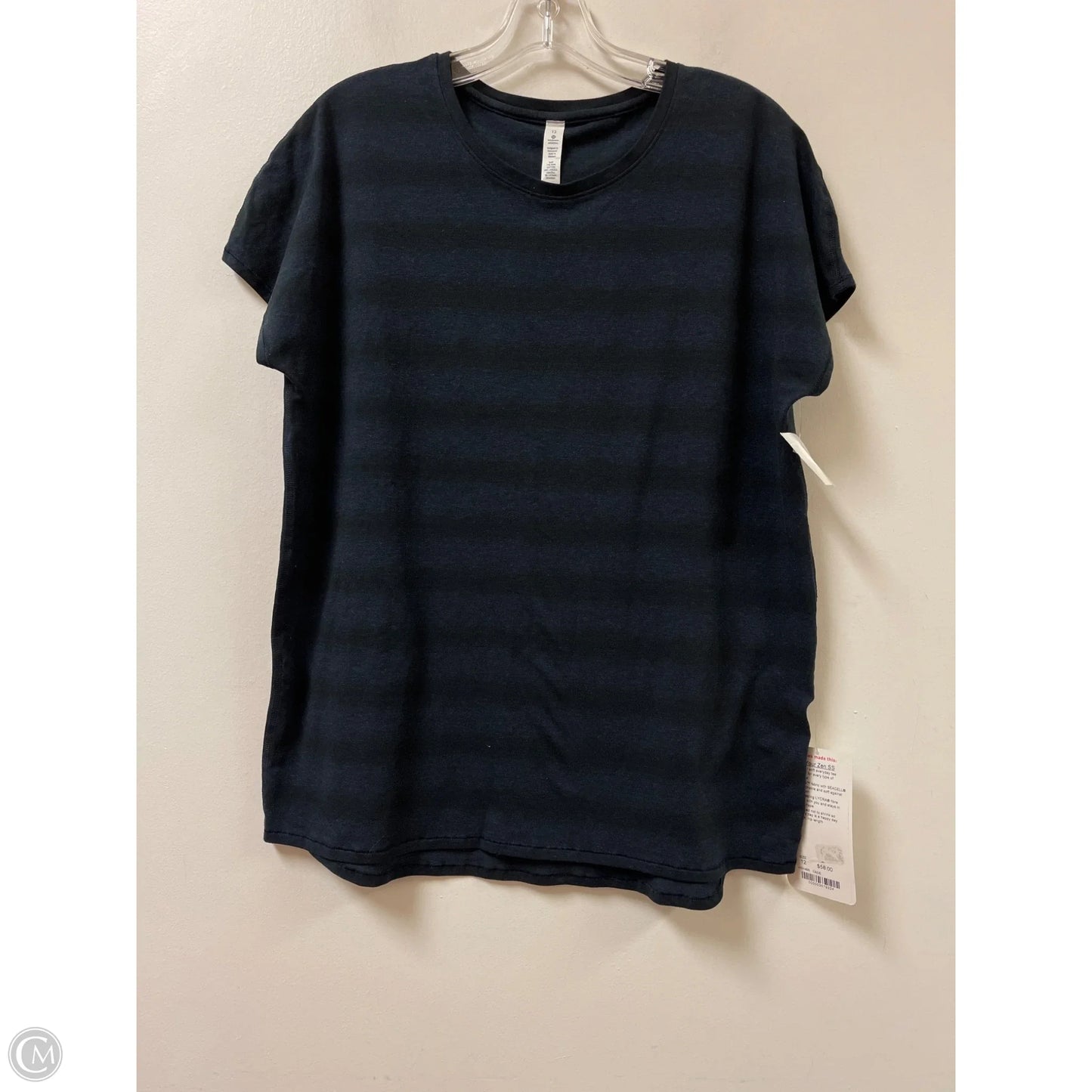 Athletic Top Short Sleeve By Lululemon In Black, Size: L