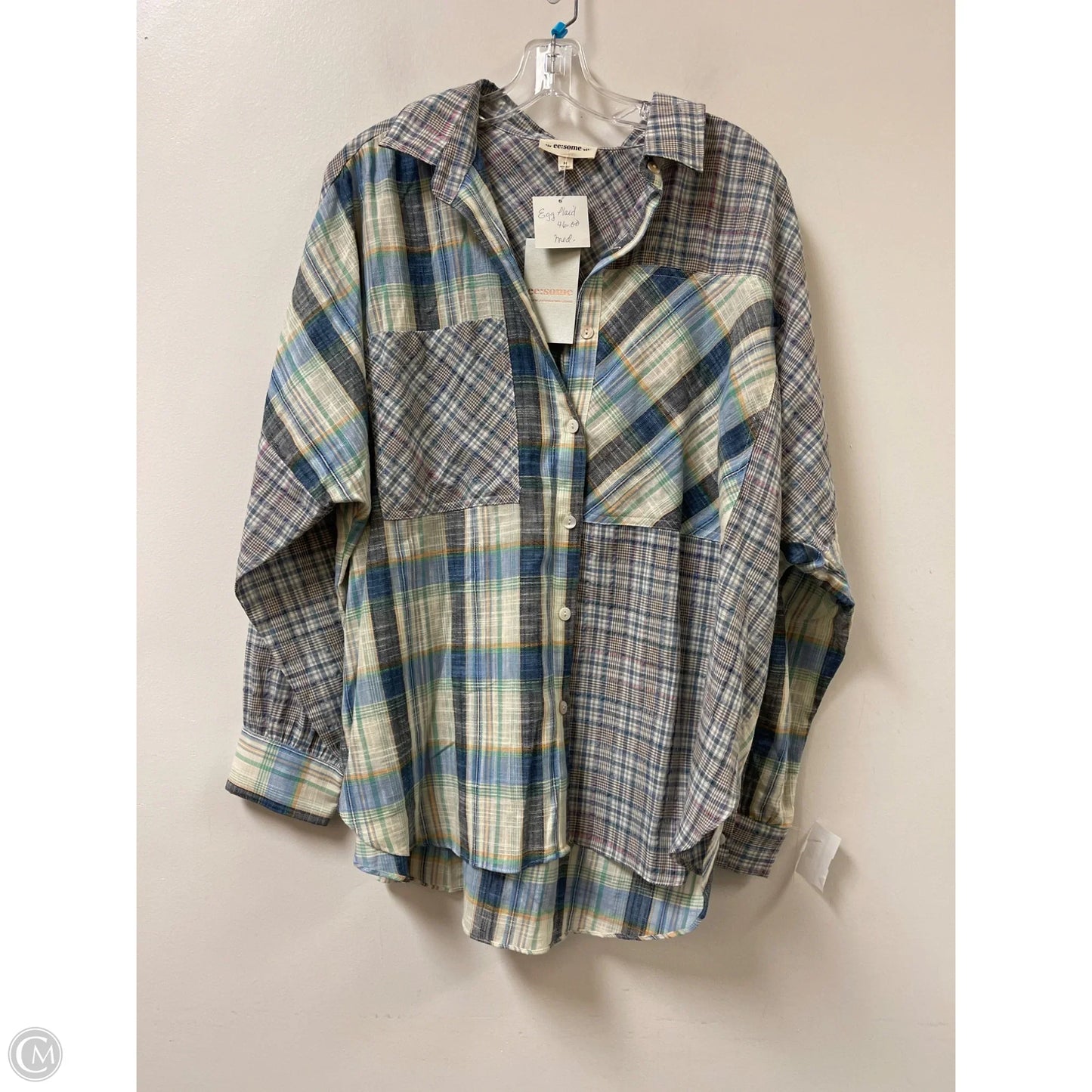 Blouse Long Sleeve By Ee Some In Blue & Green, Size: M