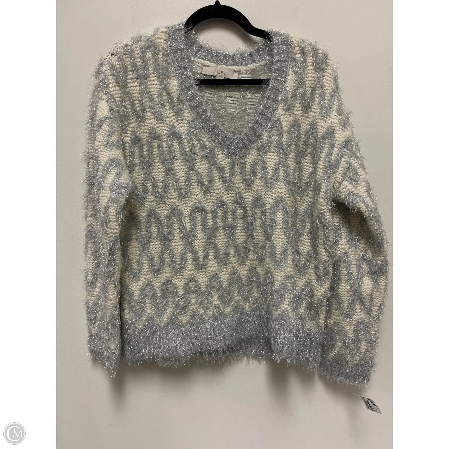 Sweater By Loft In Silver, Size: S