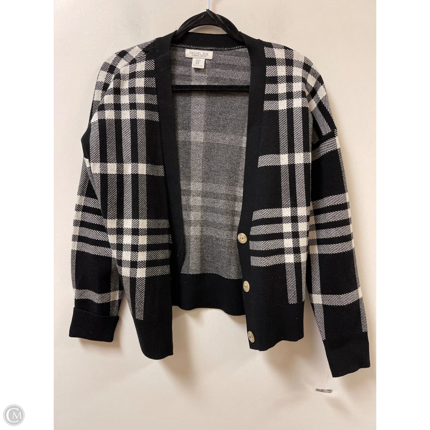 Sweater Cardigan By Rachel Zoe In Black & White, Size: M