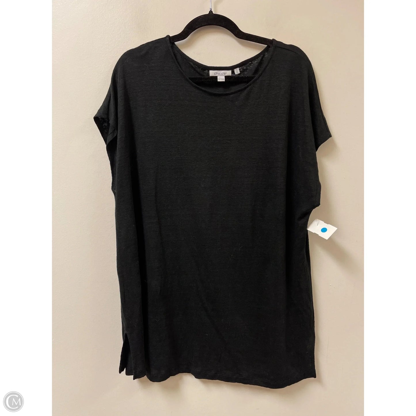 Top Short Sleeve By Chicos In Black, Size: Xl