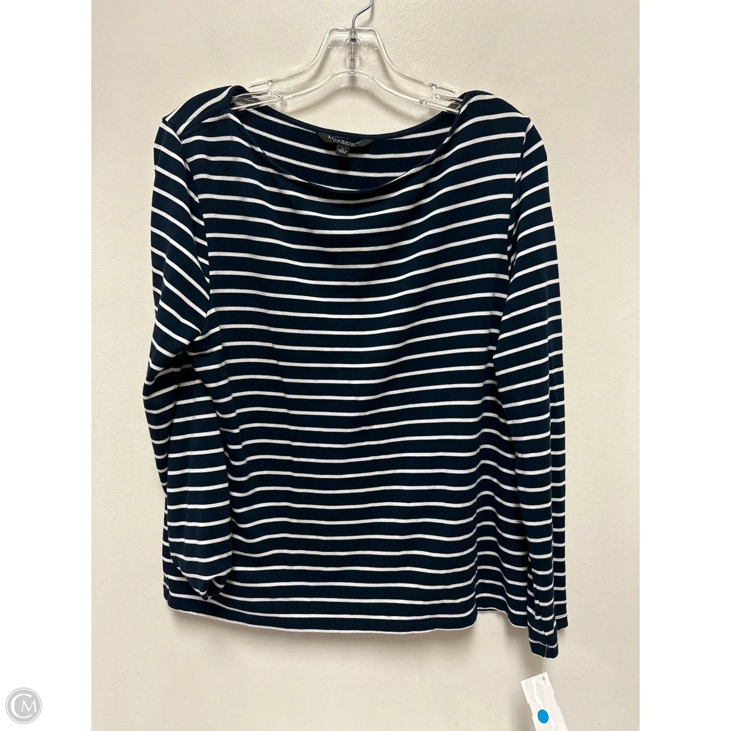 Top Long Sleeve By Liverpool In Blue & White, Size: L