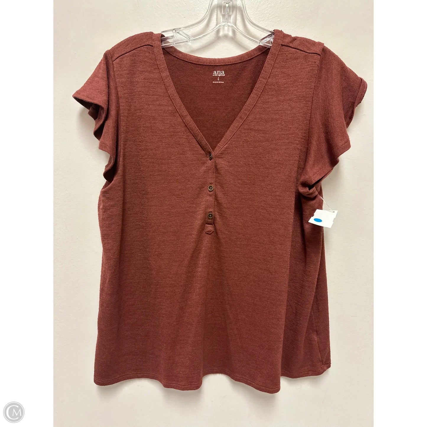 Top Short Sleeve By Ana In Brown, Size: L