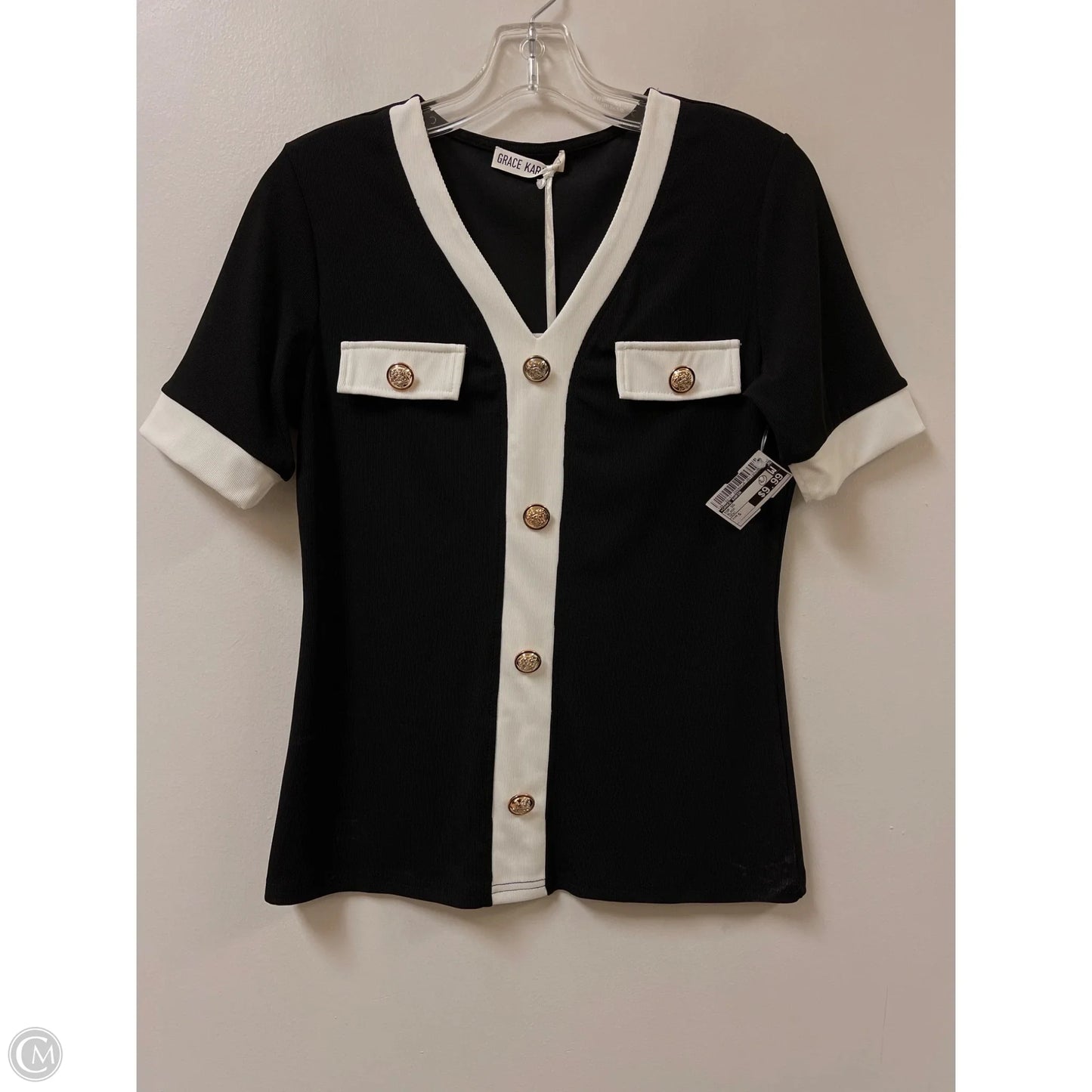 Top Short Sleeve By Grace Karin In Black, Size: S