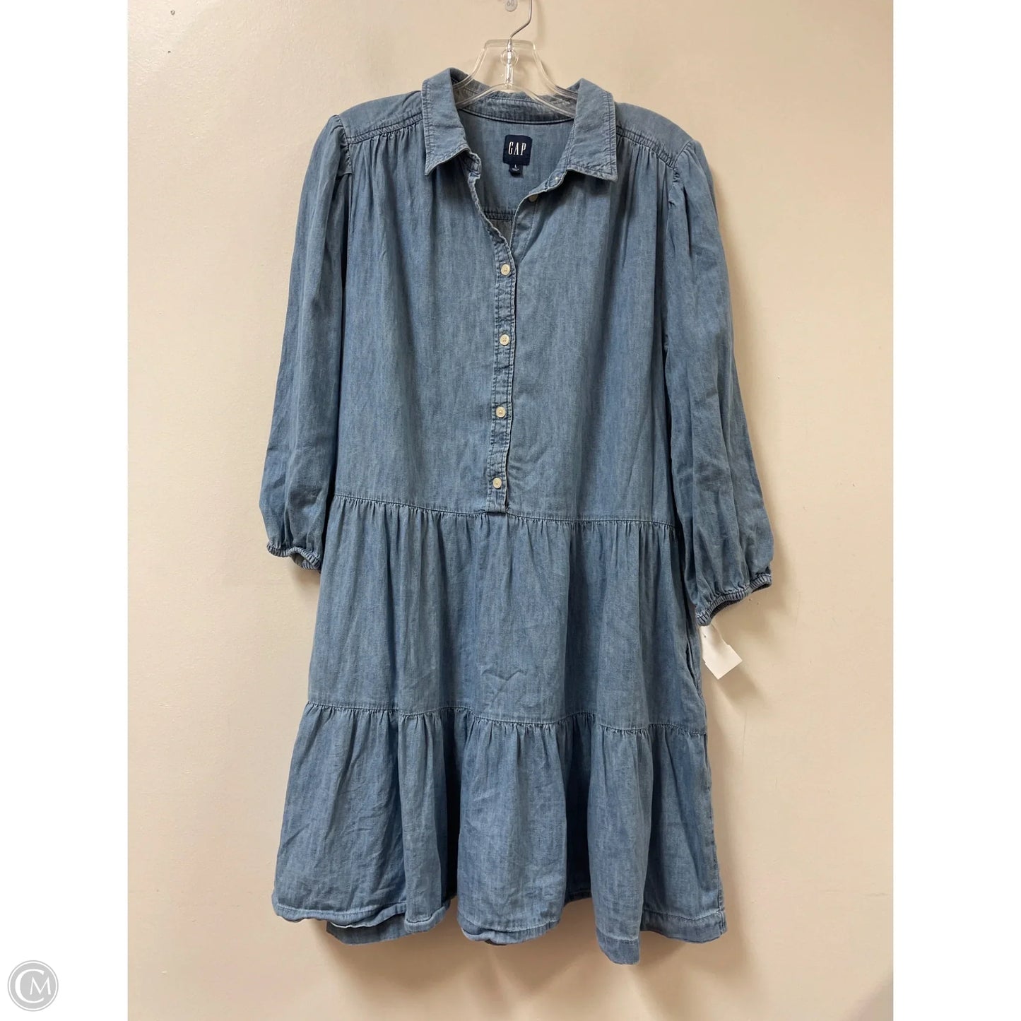 Dress Casual Midi By Gap In Blue Denim, Size: L