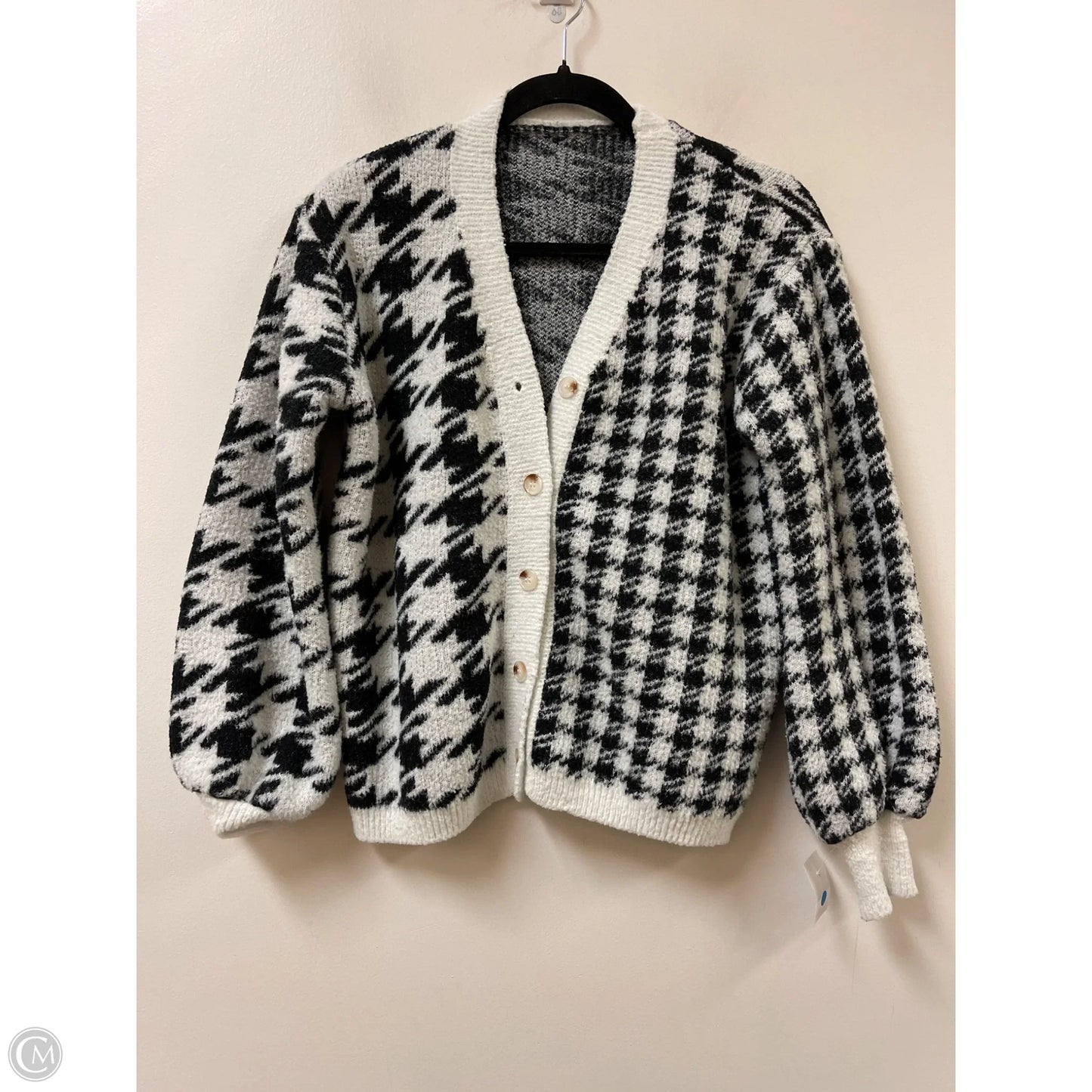 Sweater Cardigan By Shein In Black & White, Size: S