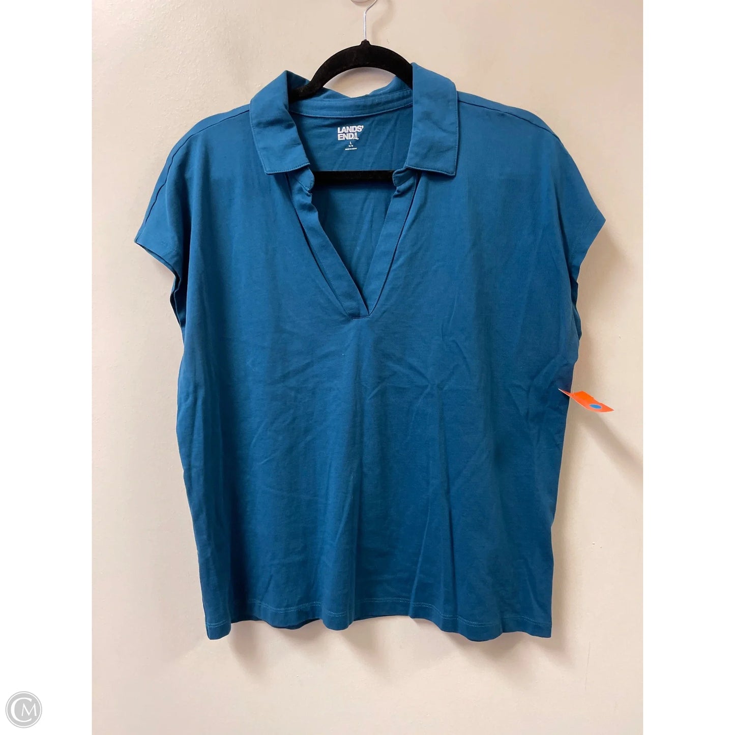 Top Short Sleeve By Lands End In Teal, Size: L