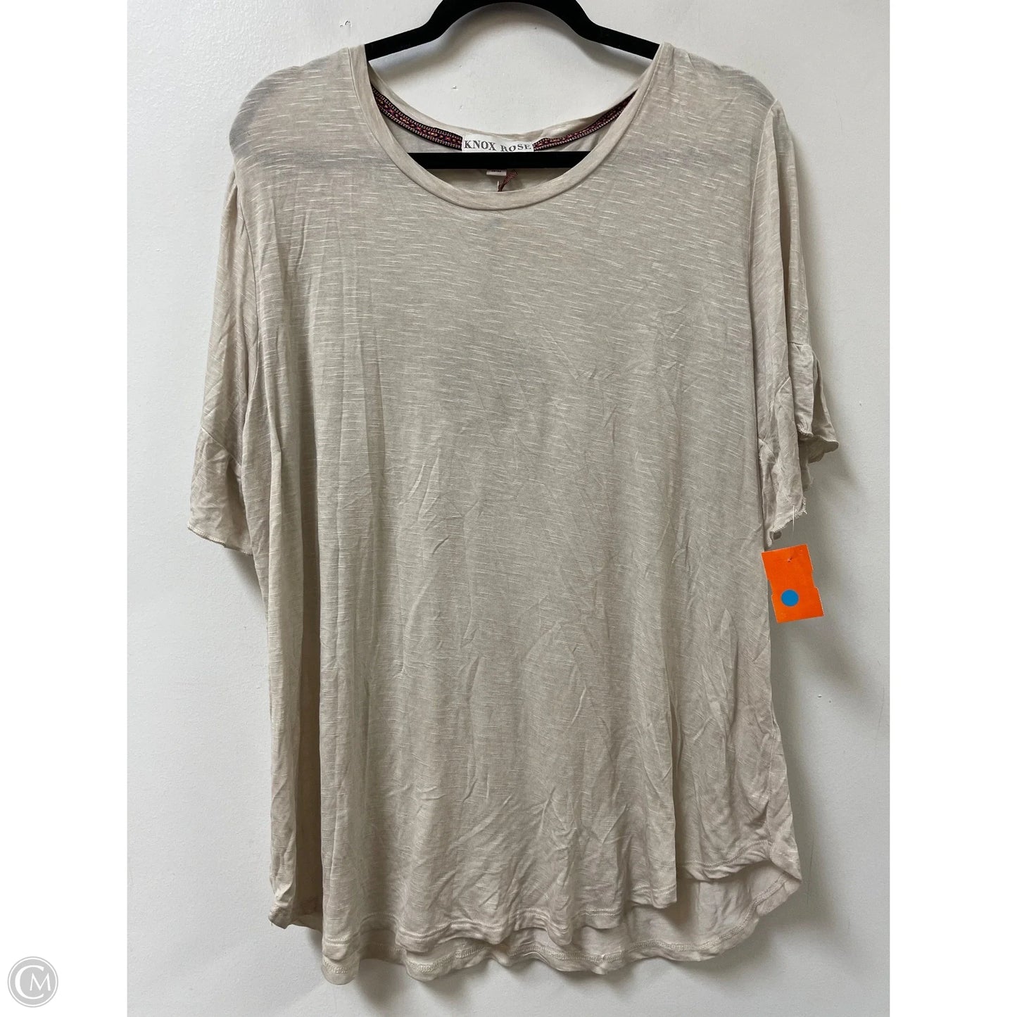 Top Short Sleeve By Knox Rose In Tan, Size: 1x