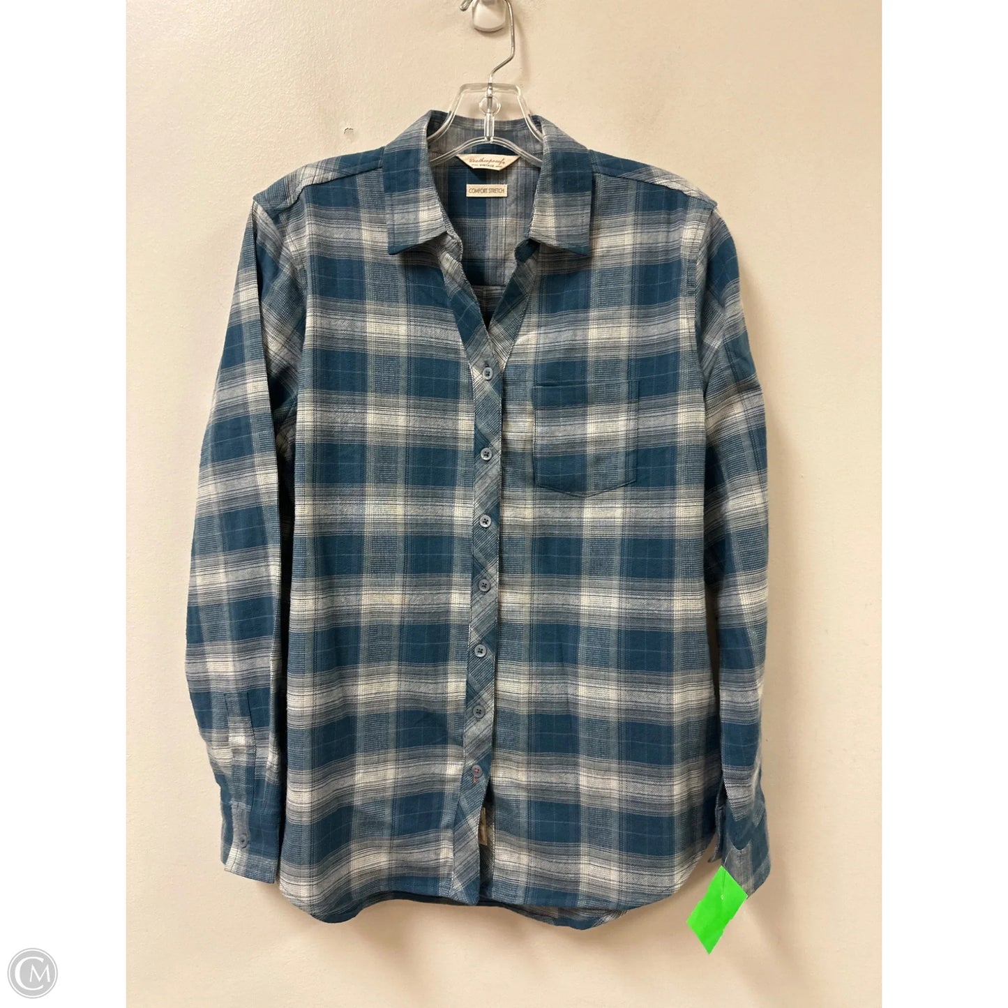 Blouse Long Sleeve By Weatherproof In Blue, Size: L
