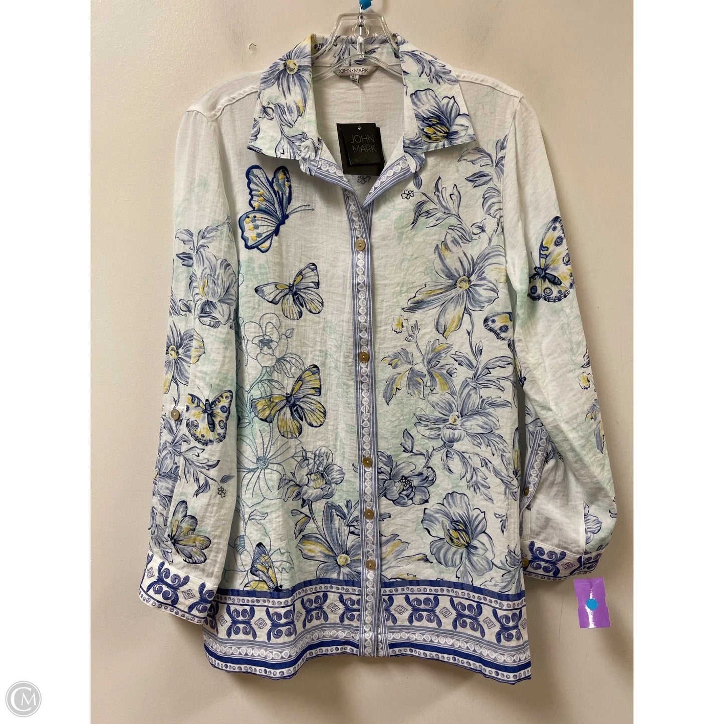 Tunic Long Sleeve By John Mark In Blue, Size: Xs
