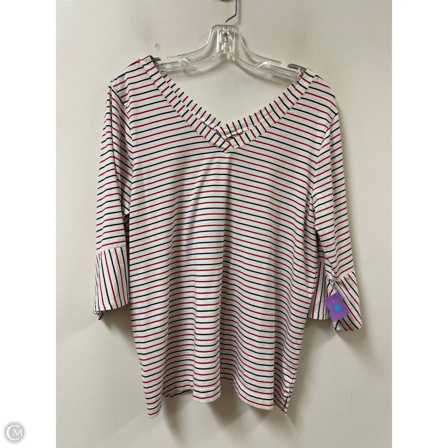 Top Short Sleeve By J. Jill In Blue & Red & White, Size: L