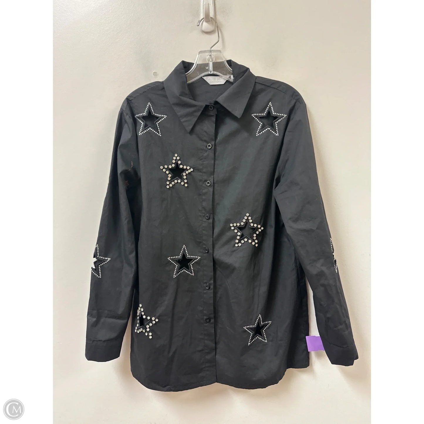 Blouse Long Sleeve By Clothes Mentor In Black, Size: L