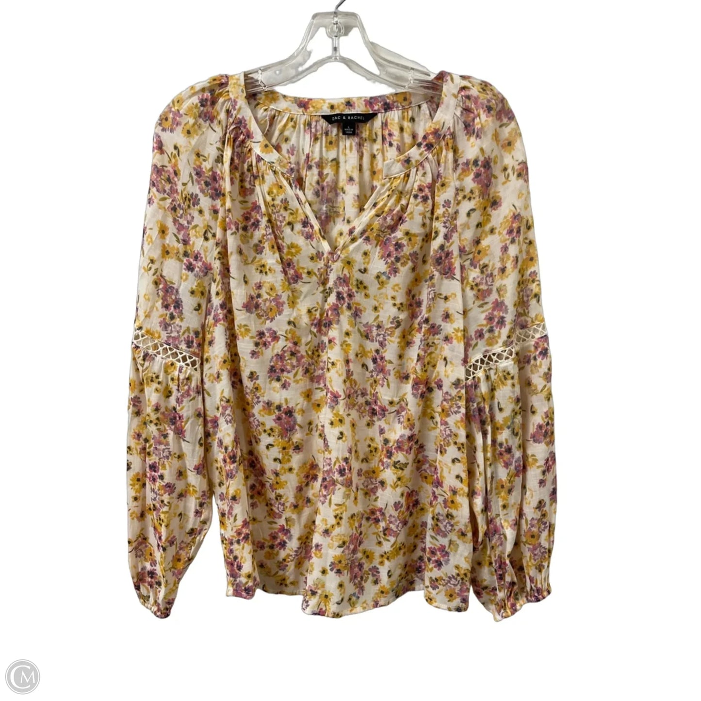 Top Long Sleeve By Zac And Rachel In Yellow, Size: L