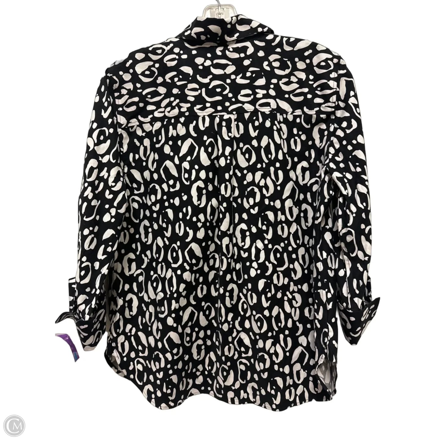 Blouse Long Sleeve By Chicos In Black & White, Size: S