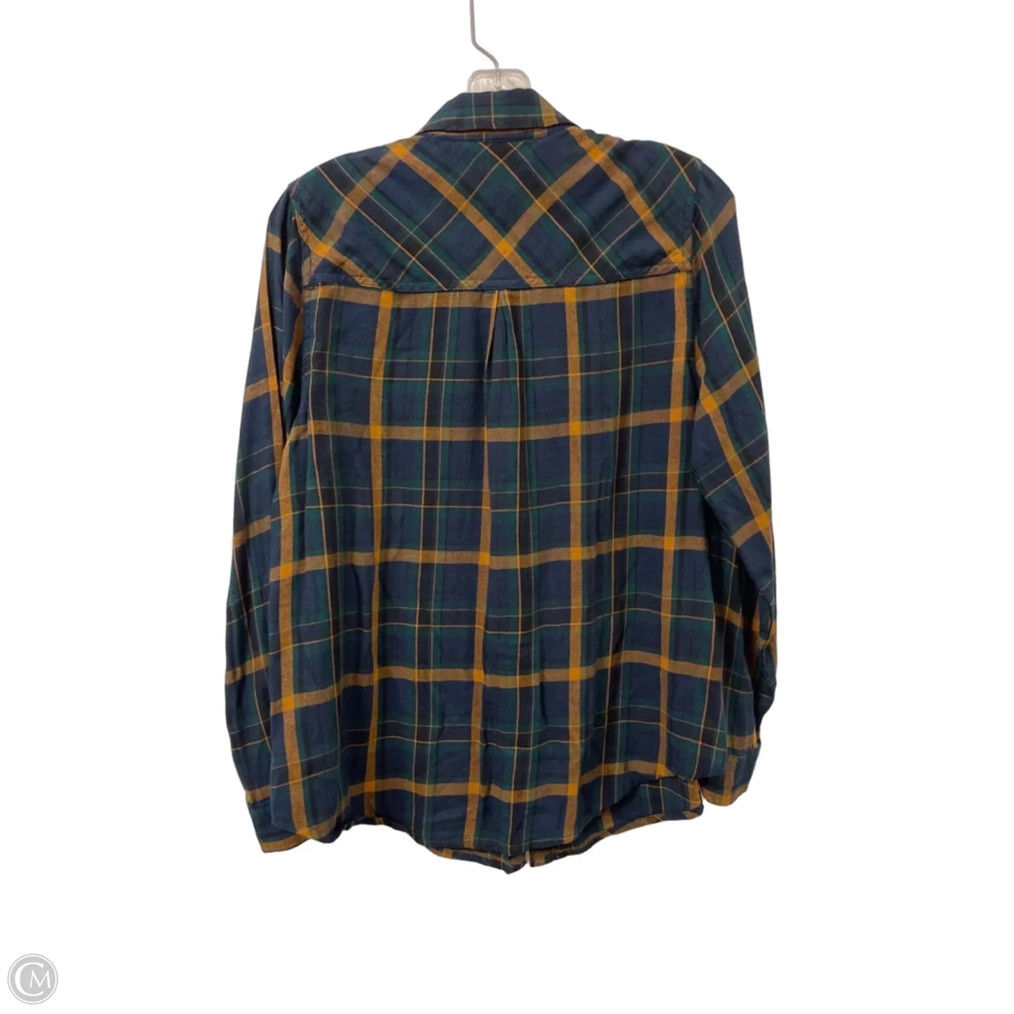 Blouse Long Sleeve By Lucky Brand In Blue & Green, Size: L
