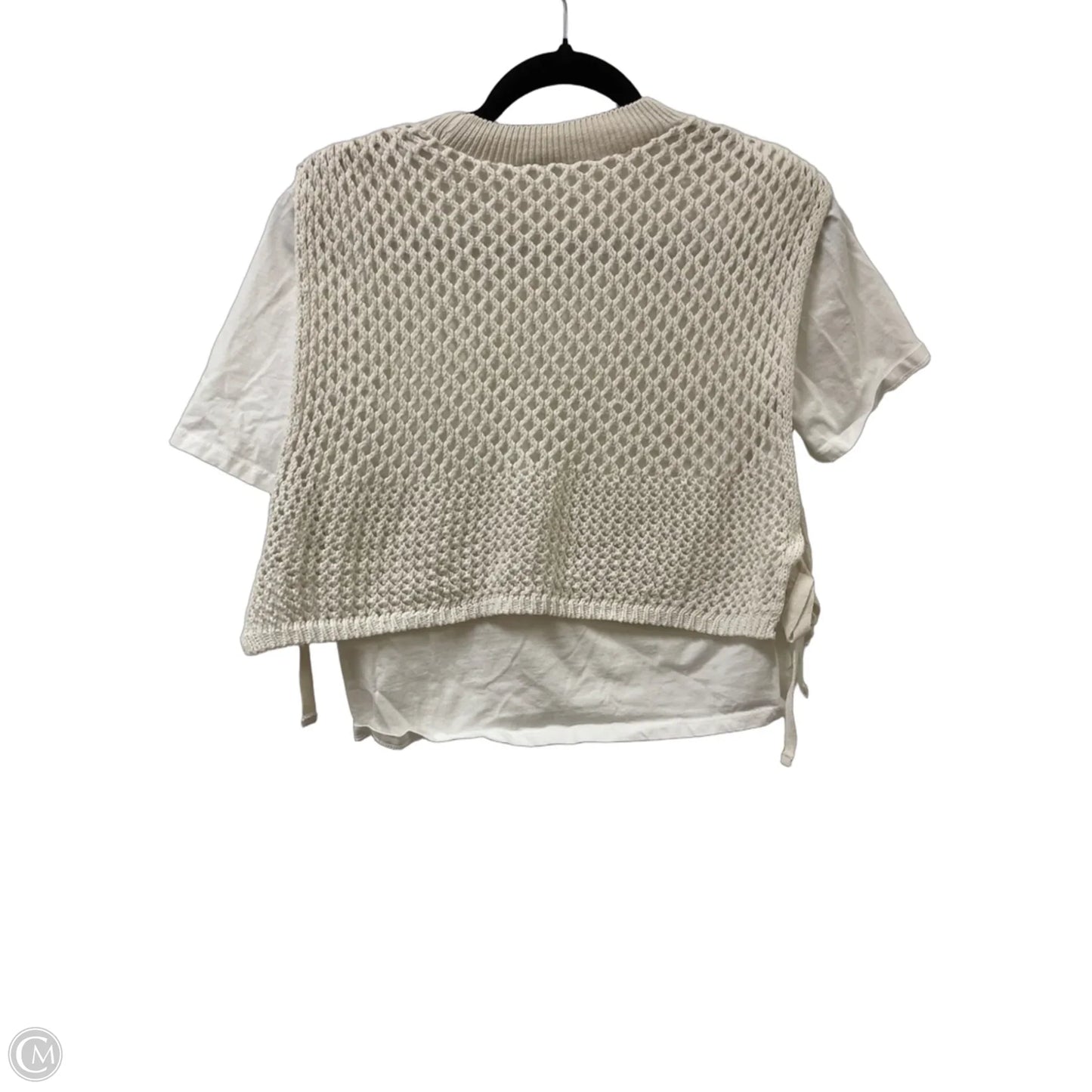 Sweater Short Sleeve By Zara In Cream, Size: M