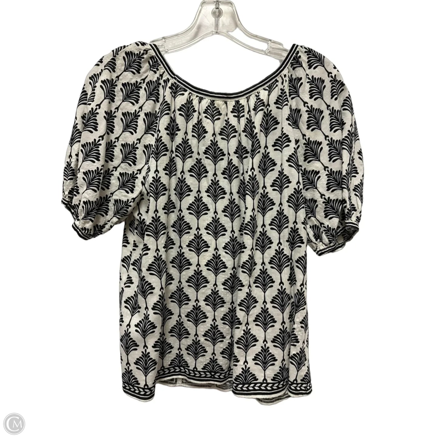 Top Short Sleeve By Max Studio In Black & Cream, Size: S