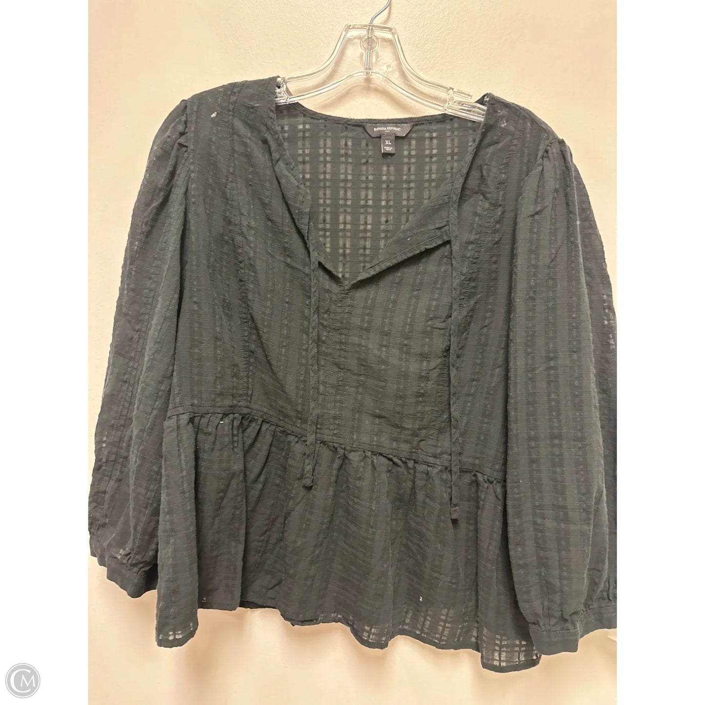 Top Long Sleeve By Banana Republic In Black, Size: Xl