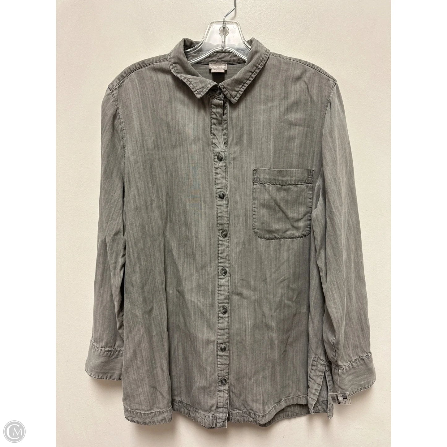 Top Long Sleeve By Chicos In Grey, Size: Xl